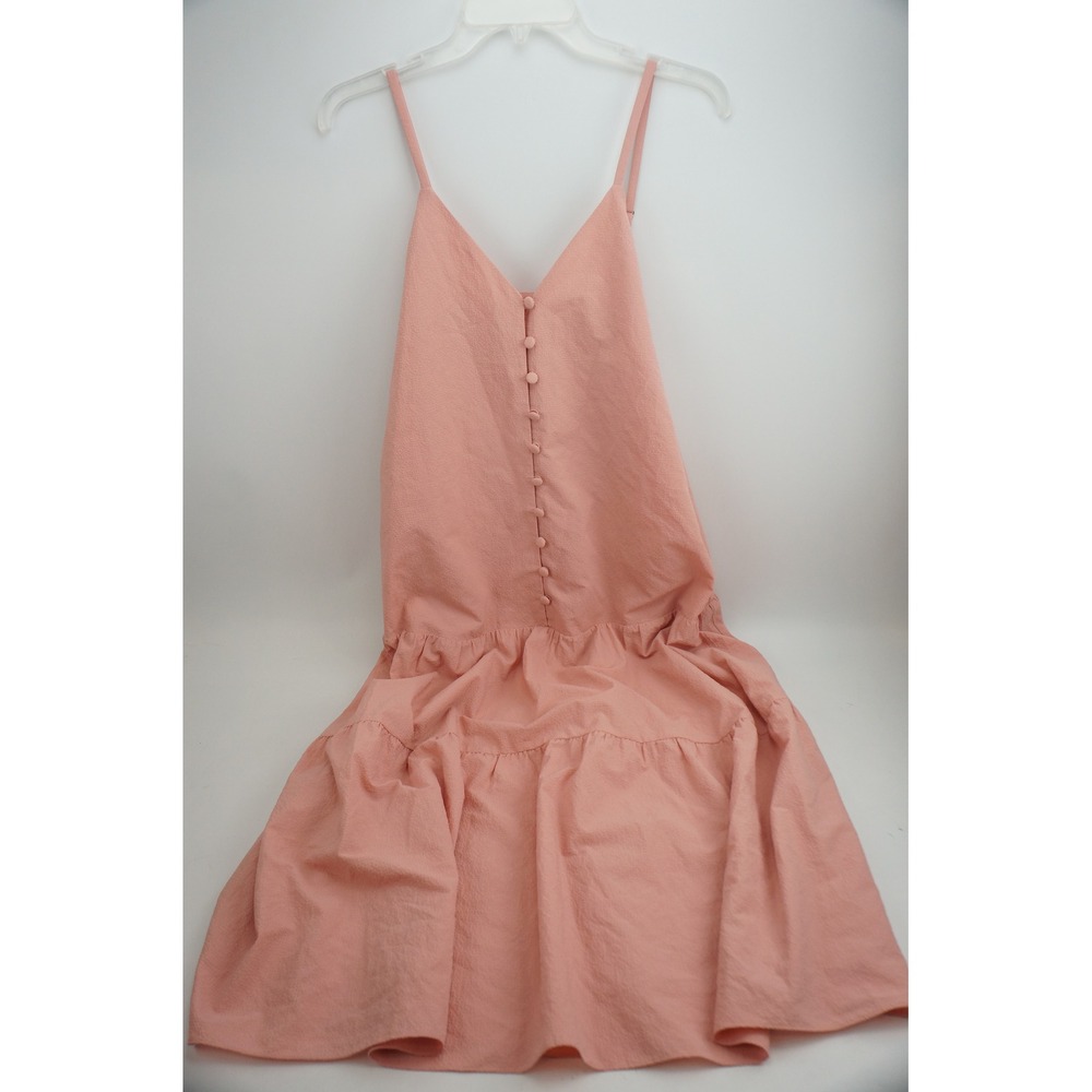 Ted Baker Midi Dress 1 Pink Textured Tiered Ruffle Sleeveless Excellent